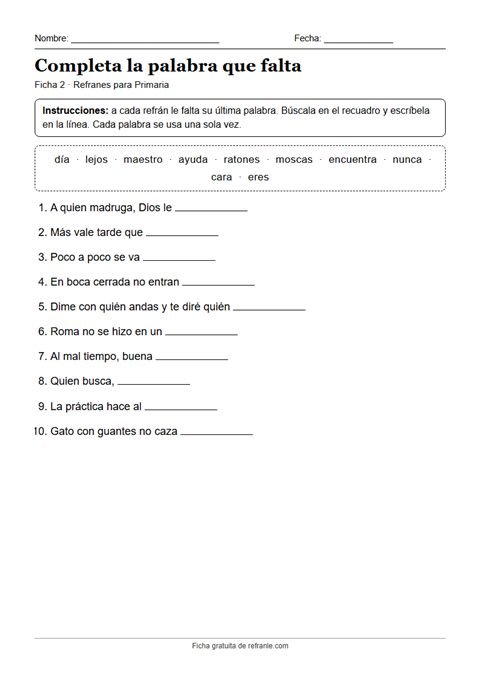 Vista previa de la ficha 2: Completa la palabra que falta