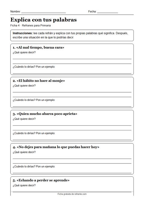 Vista previa de la ficha 4: Explica con tus palabras qué significa