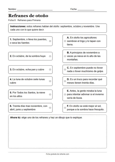 Vista previa de la ficha 8: Refranes de otoño